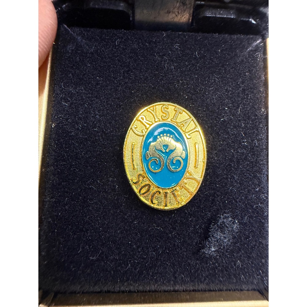 Crystal Cruises Crystal Society Seahorse Logo Enamel Lapel Pin Gold Tone Blue